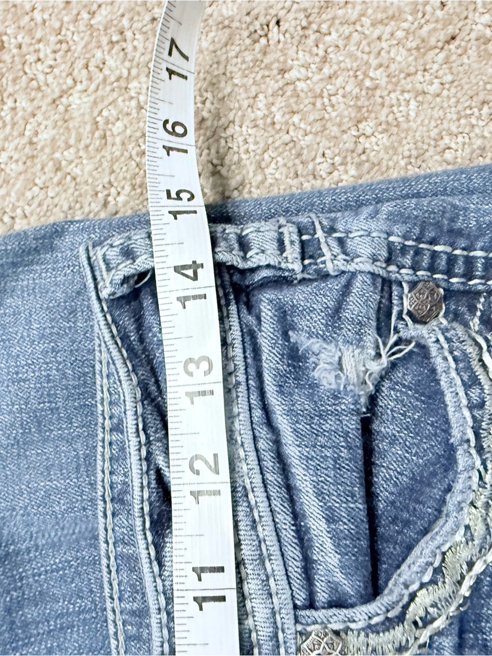 Y2K Silver Low-Rise Distressed baby bootcut Women's Jeans - Light Blue - Picture 4 of 8